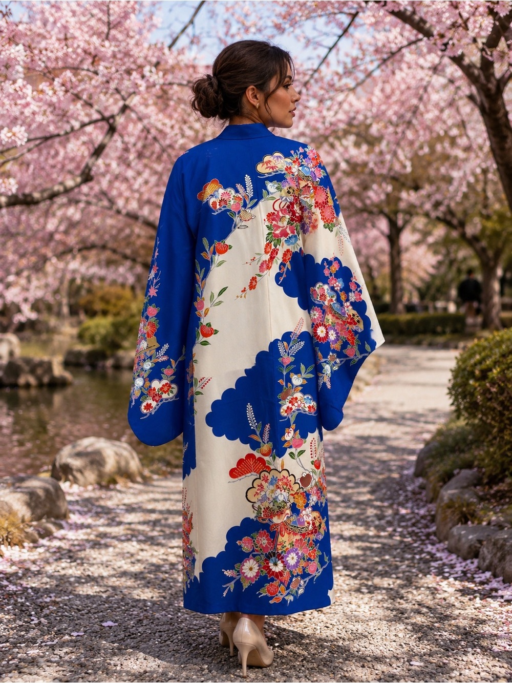 Blue & Cream Floral Kimono Robe - Women Intimates & Sleepwear